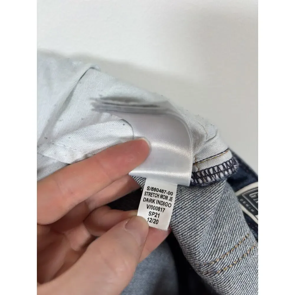 GAP Mom Jeans Womens 26/2R High Rise Tapered Stretch Dark Indigo Blue